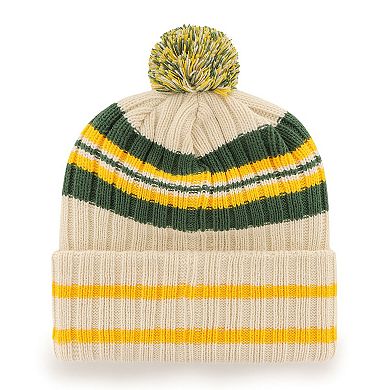 Men's '47 Natural Oakland Athletics Home Patch Cuffed Knit Hat with Pom