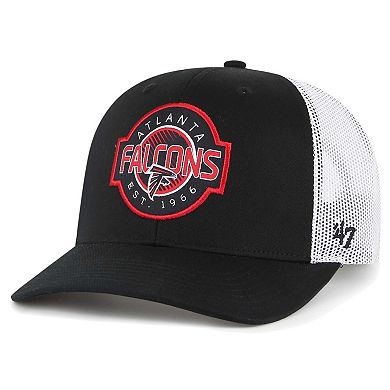 Youth '47 Black/White Atlanta Falcons Scramble Adjustable Trucker Hat