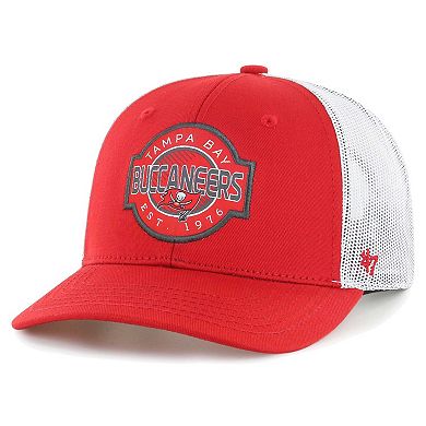 Youth '47 Red/White Tampa Bay Buccaneers Scramble Adjustable Trucker Hat