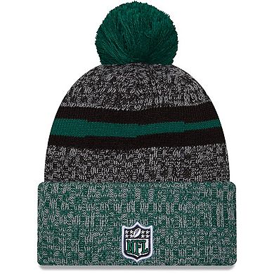 Men's New Era  Black/Green New York Jets 2023 Sideline Sport Cuffed Pom Knit Hat