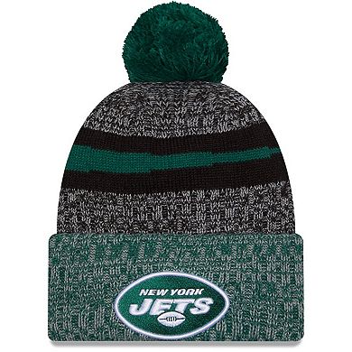 Men's New Era  Black/Green New York Jets 2023 Sideline Sport Cuffed Pom Knit Hat
