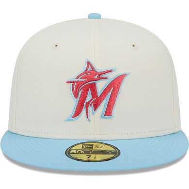 Men's New Era Cream/Light Blue Miami Marlins Spring Color Two-Tone 59FIFTY Fitted Hat
