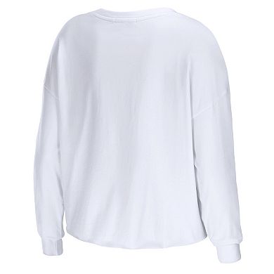 Women's WEAR by Erin Andrews White Seattle Seahawks Domestic Cropped Long Sleeve T-Shirt