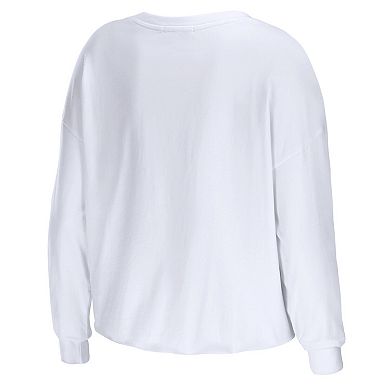 Women's WEAR by Erin Andrews White Miami Dolphins Domestic Cropped Long Sleeve T-Shirt