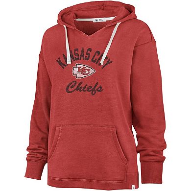 Women's '47 Red Kansas City Chiefs Wrapped Up Kennedy V-Neck Pullover Hoodie