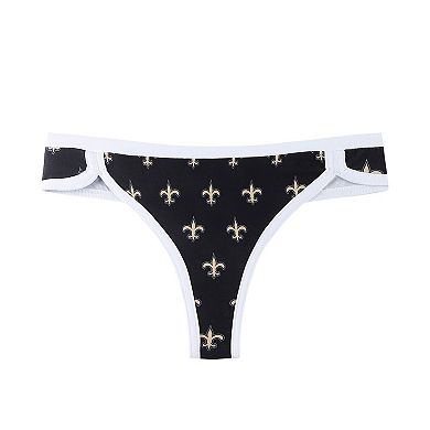 Women's Concepts Sport Black New Orleans Saints Gauge Allover Print Knit Thong