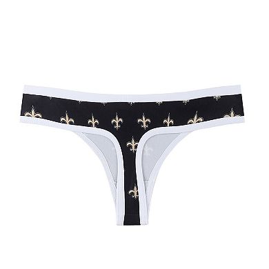Women's Concepts Sport Black New Orleans Saints Gauge Allover Print Knit Thong