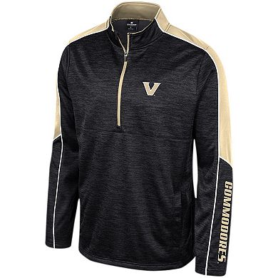 Men's Colosseum Black Vanderbilt Commodores Marled Half-Zip Jacket