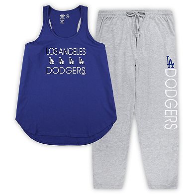 Women's Concepts Sport Royal/Heather Gray Los Angeles Dodgers Plus Size Meter Tank Top & Pants Sleep Set