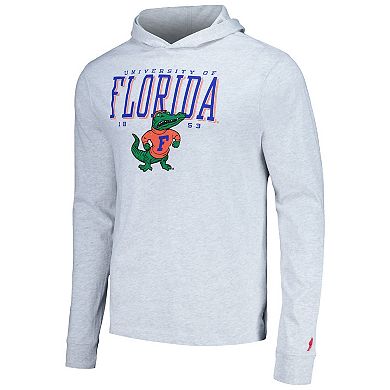 Men's League Collegiate Wear Ash Florida Gators Team Stack Tumble Long Sleeve Hooded T-Shirt