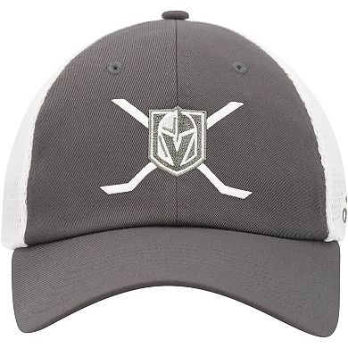 Men's adidas Gray/White Vegas Golden Knights Cross Sticks Trucker Adjustable Hat