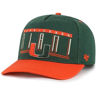 Men's '47 Green Miami Hurricanes Double Header Hitch Adjustable Hat