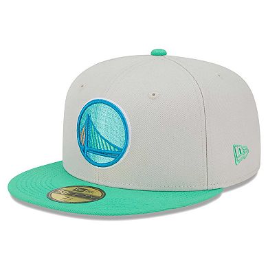 Men's New Era Golden State Warriors Cream and Green 59FIFTY Fitted Hat
