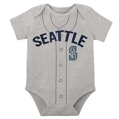 Newborn & Infant White/Heather Gray Seattle Mariners Little Slugger Two-Pack Bodysuit Set