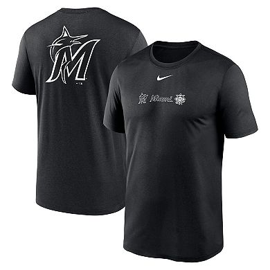 Men's Nike Black Miami Marlins Fashion Over Shoulder Logo Legend T-Shirt