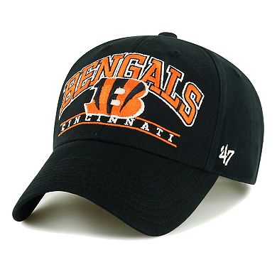 Men's '47 Black Cincinnati Bengals Fletcher MVP Adjustable Hat