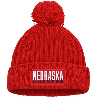 Men's adidas Scarlet Nebraska Huskers Modern Ribbed Cuffed Knit Hat with Pom