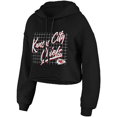 Women's WEAR by Erin Andrews Black Kansas City Chiefs Domestic Cropped Pullover Hoodie