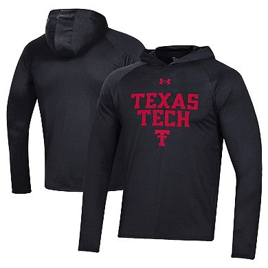 Men's Under Armour  Black Texas Tech Red Raiders Throwback Tech Long Sleeve Hoodie T-Shirt