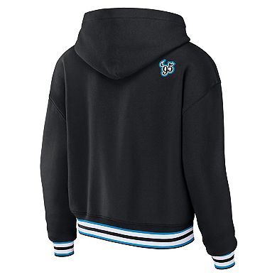 Women's WEAR by Erin Andrews Black Carolina Panthers Lace-Up Pullover Hoodie