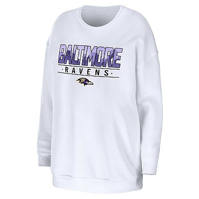 Women's WEAR by Erin Andrews White Baltimore Ravens Domestic Pullover Sweatshirt