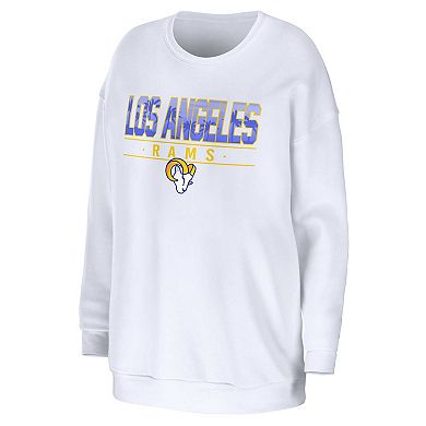 Women's WEAR by Erin Andrews White Los Angeles Rams Domestic Pullover Sweatshirt