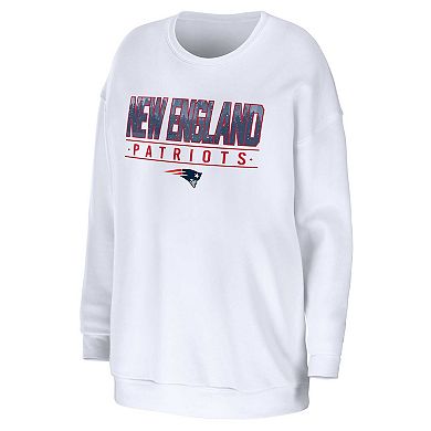 Women's WEAR by Erin Andrews White New England Patriots Domestic Pullover Sweatshirt