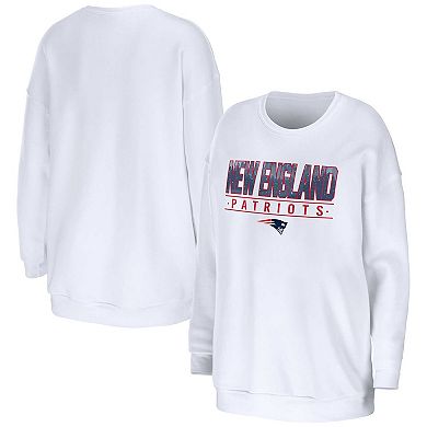 Women's WEAR by Erin Andrews White New England Patriots Domestic Pullover Sweatshirt