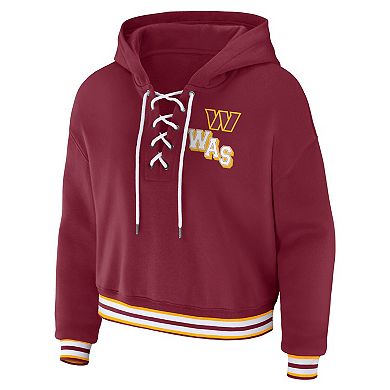 Women's WEAR by Erin Andrews Burgundy Washington Commanders Lace-Up Pullover Hoodie