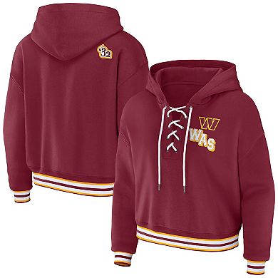 Women's WEAR by Erin Andrews Burgundy Washington Commanders Lace-Up Pullover Hoodie