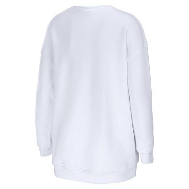 Women's WEAR by Erin Andrews White Los Angeles Chargers Domestic Pullover Sweatshirt