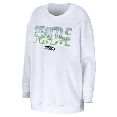 Women's WEAR by Erin Andrews White Seattle Seahawks Domestic Pullover Sweatshirt