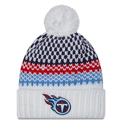 Women's New Era  White Tennessee Titans 2023 Sideline Cuffed Knit Hat with Pom