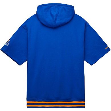 Men's Mitchell & Ness Royal Los Angeles Rams Pre-Game Short Sleeve Pullover Hoodie