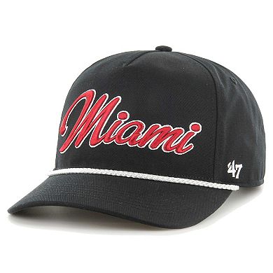 Men's '47  Black Miami Heat Overhand Logo Hitch Adjustable Hat