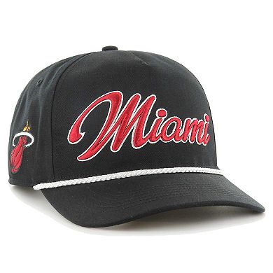 Men's '47  Black Miami Heat Overhand Logo Hitch Adjustable Hat