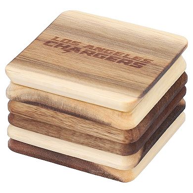 The Memory Company Los Angeles Chargers 6-Pack Acacia Wood Coaster Set