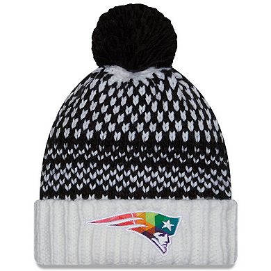 Women's New Era  Black/White New England Patriots 2023 NFL Crucial Catch Cuffed Pom Knit Hat
