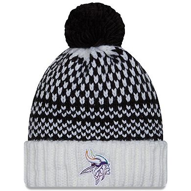 Women's New Era  Black/White Minnesota Vikings 2023 NFL Crucial Catch Cuffed Pom Knit Hat