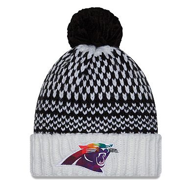 Women's New Era  Black/White Carolina Panthers 2023 NFL Crucial Catch Cuffed Pom Knit Hat