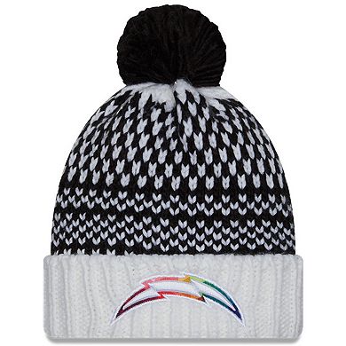 Women's New Era  Black/White Los Angeles Chargers 2023 NFL Crucial Catch Cuffed Pom Knit Hat