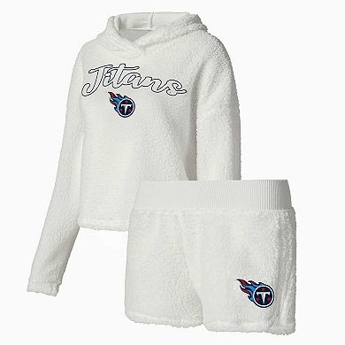 Women's Concepts Sport  White Tennessee Titans Fluffy Pullover Sweatshirt & Shorts Sleep Set