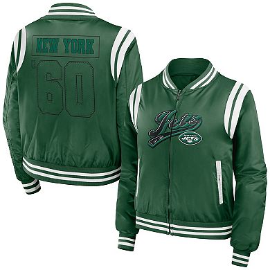 Women's WEAR by Erin Andrews Green New York Jets Bomber Full-Zip Jacket