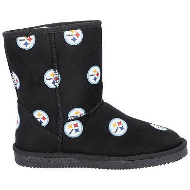 Women's Cuce Black Pittsburgh Steelers Allover Logo Boots