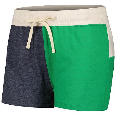 Women's Wes & Willy Cream Notre Dame Fighting Irish Colorblock Tri-Blend Long Sleeve V-Neck T-Shirt & Shorts Sleep Set