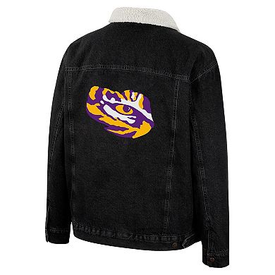 Men's Colosseum x Wrangler Charcoal LSU Tigers Western Button-Up Denim Jacket