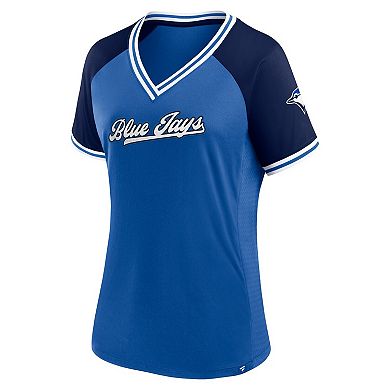 Women's Fanatics Branded Royal Toronto Blue Jays Glitz & Glam League Diva Raglan V-Neck T-Shirt