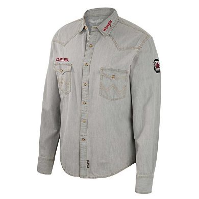 Men's Colosseum x Wrangler Gray South Carolina Gamecocks Cowboy Cut Western Full-Snap Long Sleeve Shirt