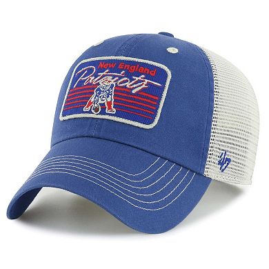 Men's '47 Royal/Natural New England Patriots Legacy Five Point Trucker Clean Up Adjustable Hat