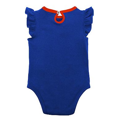 Newborn & Infant Royal/Orange New York Mets Three-Piece Love of Baseball Bib Bodysuit & Booties Set